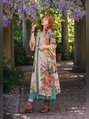 Market of Stars Lovelight Opera Duster Boho Floral Kimono Robe NWT